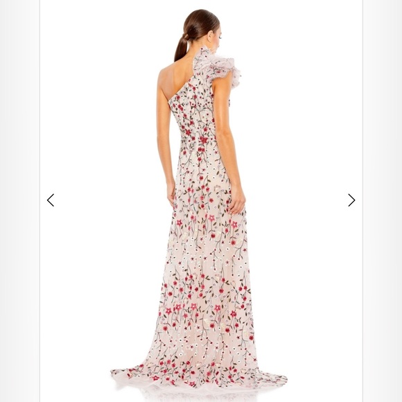 One shoulder floral A-line gown - Picture 2 of 3